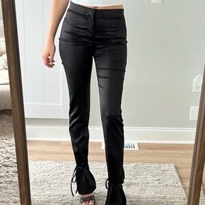 NEW WITH TAG - ZARA BLACK SATIN TIE ANKLE SKINNY PANTS